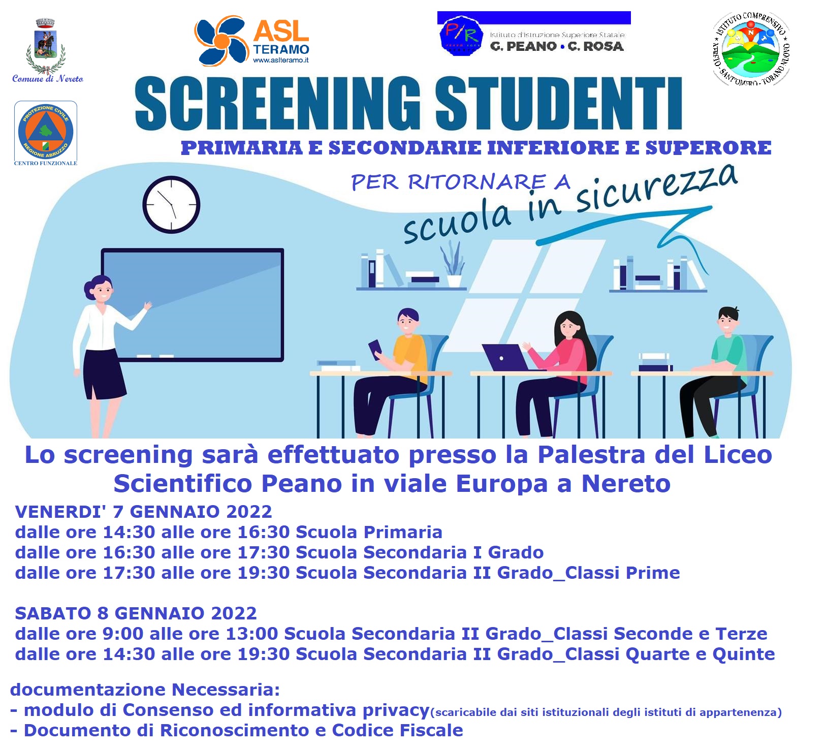screening covid alunni scuole primaria e secondarie